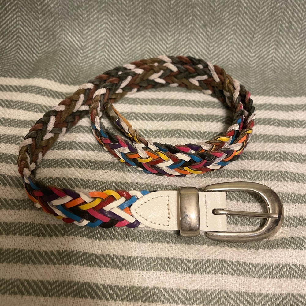 Vintage Capezio Multi Color Braided Belt with Silver Buckle Accents Size S/M